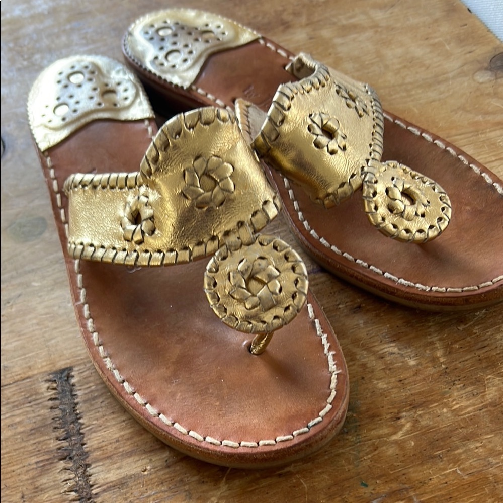 Gold Leather Sandals Catlyso by Jack Rogers Size 8.5